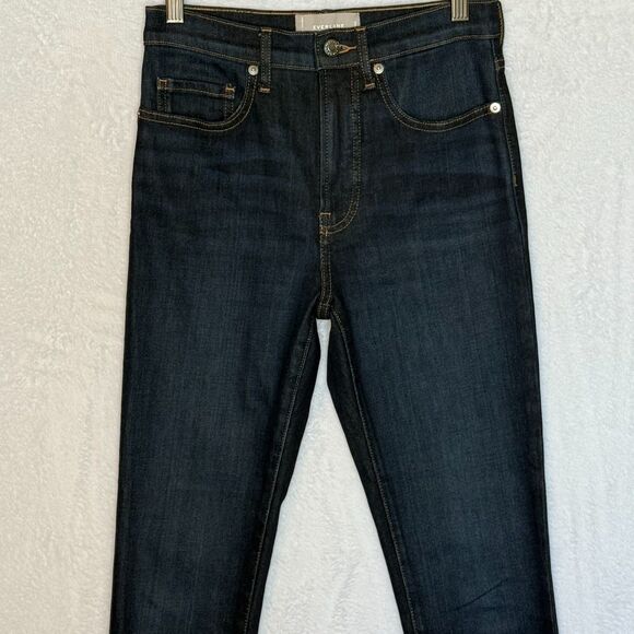 Everlane The High Rise Skinny Jean Women’s Sz 26 Ankle Blue Denim Dark Wash - Picture 3 of 14